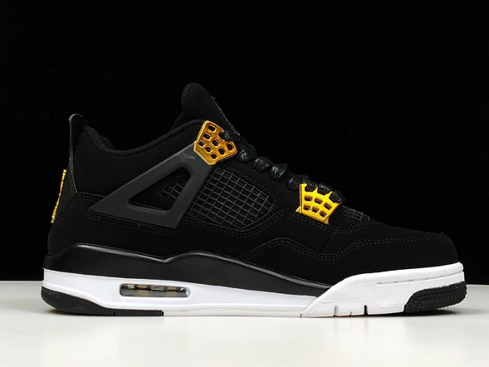 AIR JORDAN 4 “ROYALTY” BLACK/METALLIC GOLD-WHITE MENS 308497-032