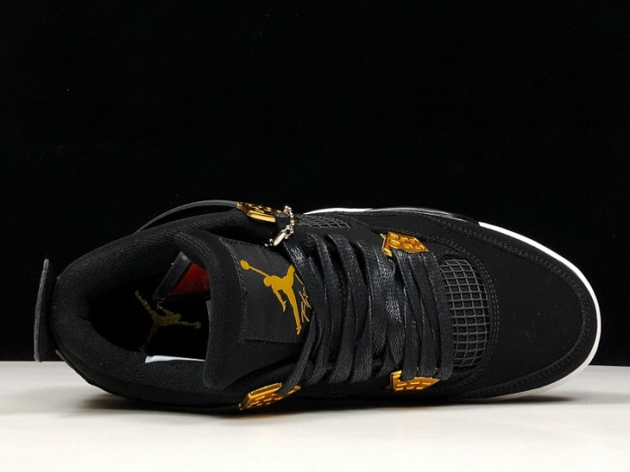 AIR JORDAN 4 “ROYALTY” BLACK/METALLIC GOLD-WHITE MENS 308497-032