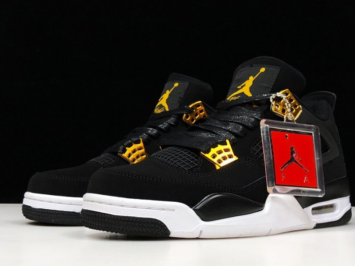 AIR JORDAN 4 “ROYALTY” BLACK/METALLIC GOLD-WHITE MENS 308497-032