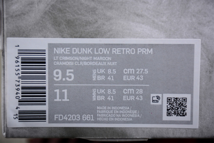 Nike Dunk Low Retro PRM Year of the Rabbit Light Crimson  FD4203-661