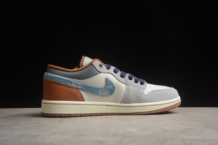 Air Jordan 1 Low SE Phantom Repaired Denim Swoosh FZ5042-041